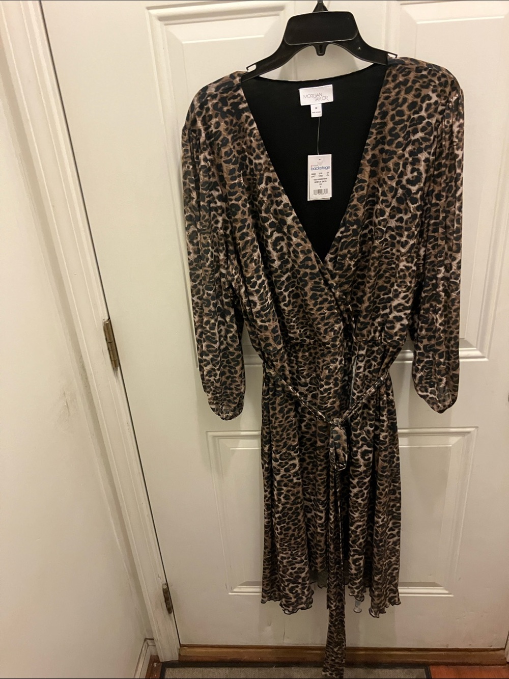 Lush Leopard-Print Wrap Dress in Brown and Black